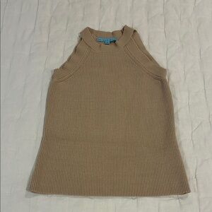 ANTONIO MELANI Beige Ribbed Knit High-Neck Tank